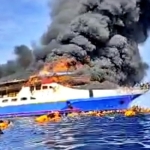 KM Barcelona 5 Terbakar di Pulau Talise, Penumpang Lompat