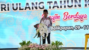 Wali Kota Balikpapan, Rahmad Mas'ud menyampaikan sambutan dalam perayaan HUT ke-45 Dekranas.